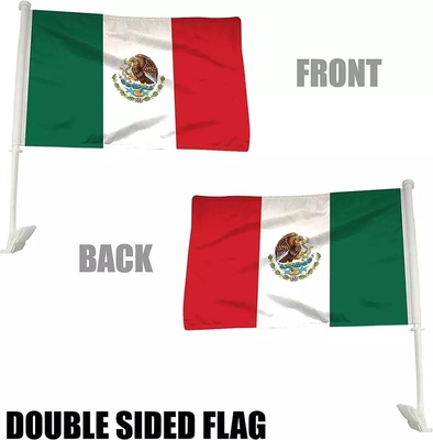 Τυπωμένη σημαία αυτοκινήτων του Μεξικού σημαιών αυτοκινήτων συνήθειας οθόνη με πλαστικό Πολωνό